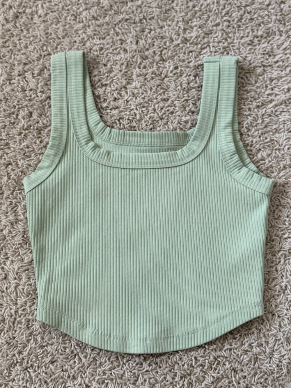 Madewell The Tailored Crop Tank Pistachio Green Ribbed Tank Top Size XXS